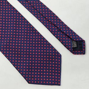 VILLA PONTI MADE IN ITALY SILK TIE BLUE RED POLKA DOT SATIN 3.75" X 60"
